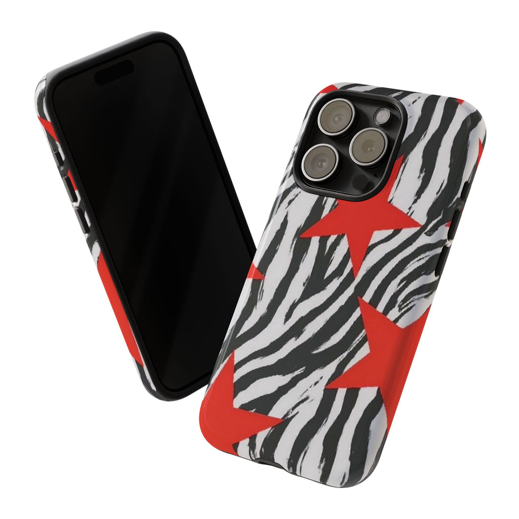 Zebra Print with Red Stars Case