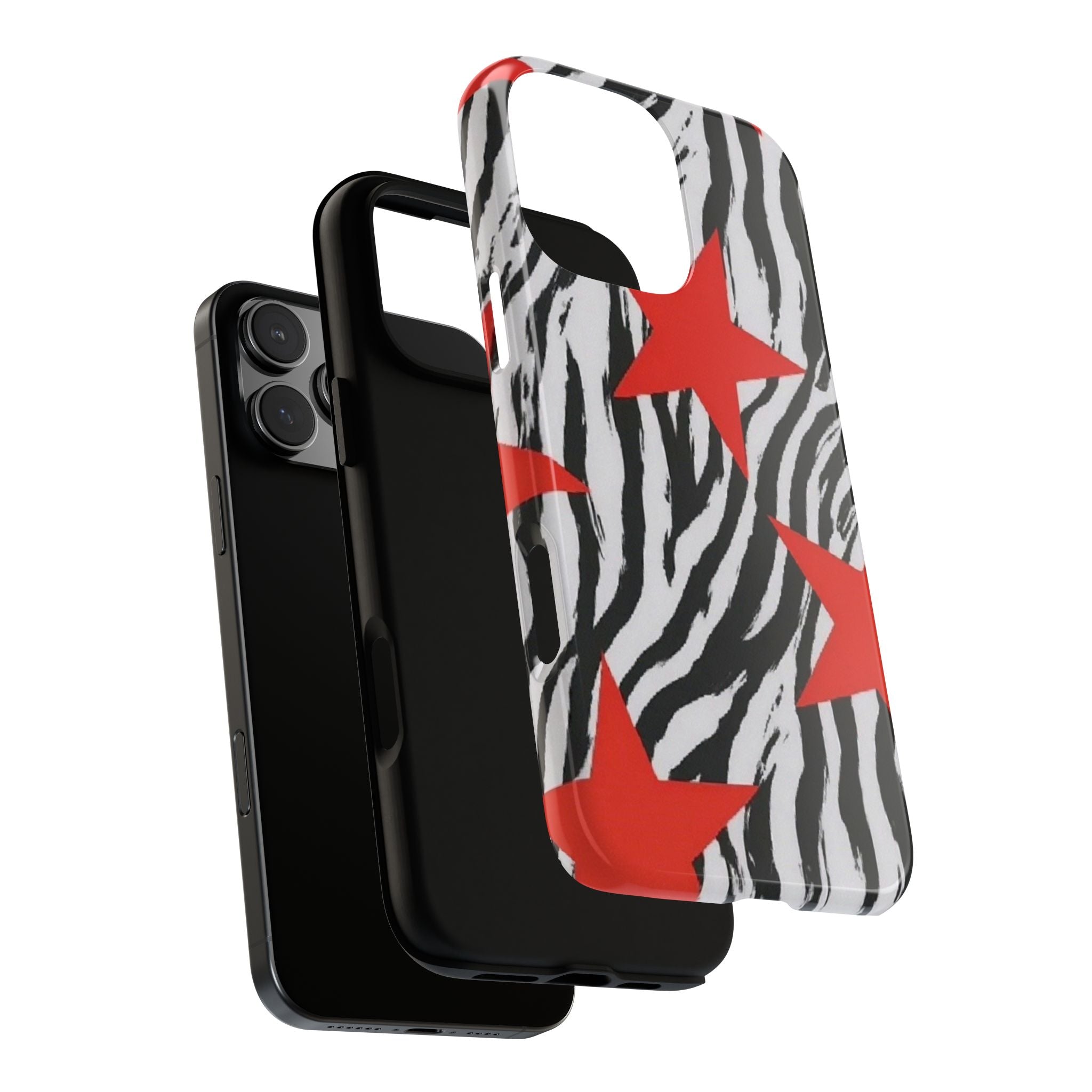 Zebra Print with Red Stars Case