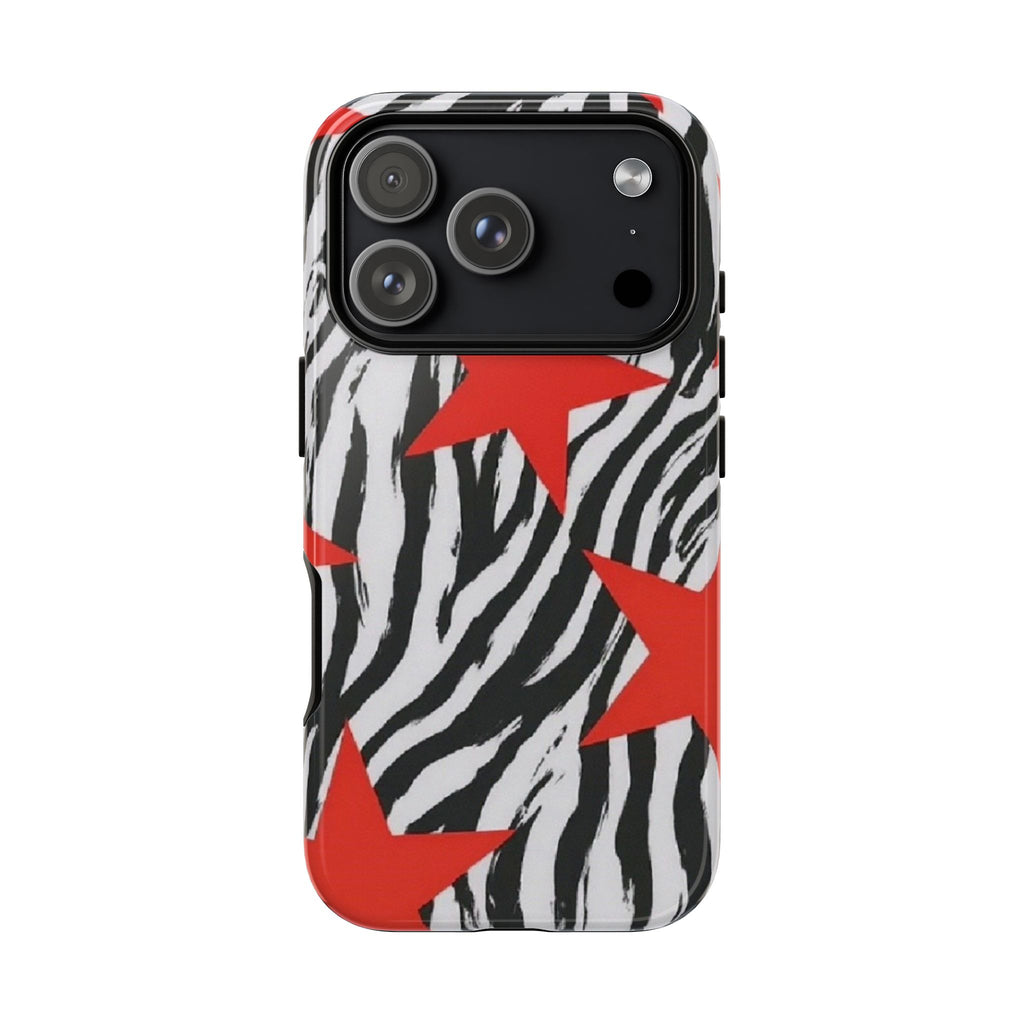 Zebra Print with Red Stars Case