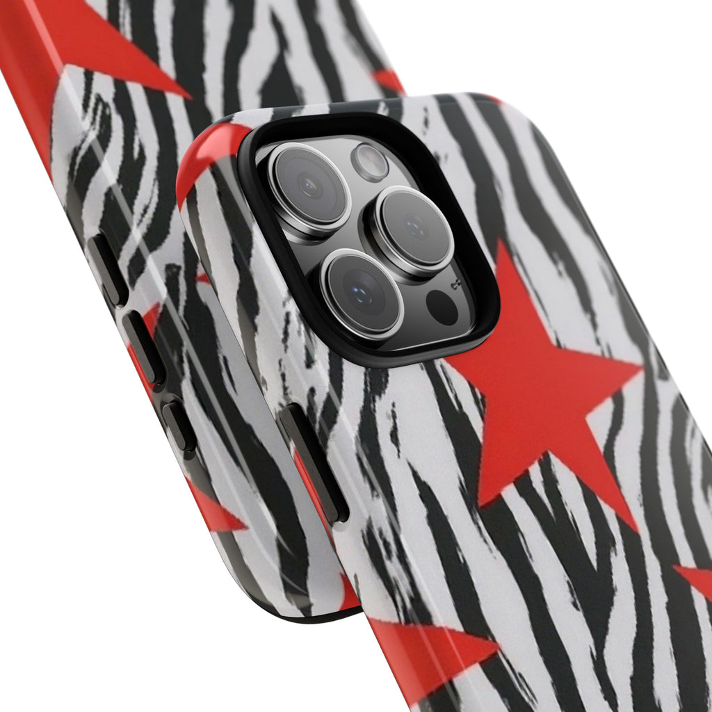 Zebra Print with Red Stars Case